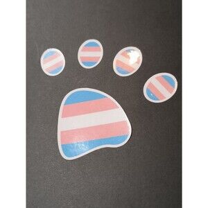 Trans Flag Pride LGBTQ+ Paw Print Waterproof Vinyl Sticker Decal (2 Pack)